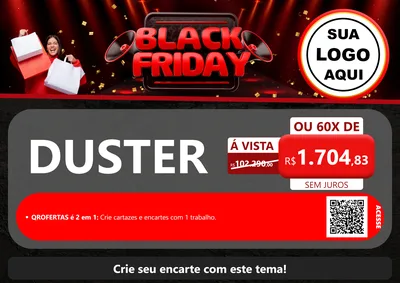 Modelo de Cartaz para Cartaz A4 Horizontal com o tema Black Friday para Concessionaria de Carros