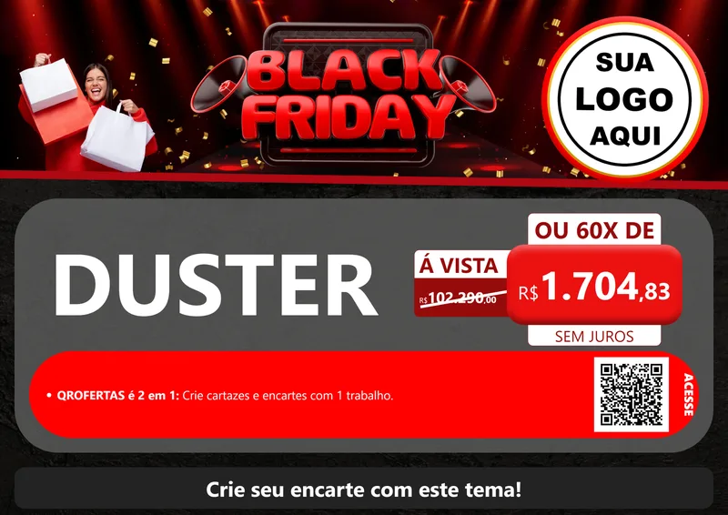 Modelo de Cartaz para Cartaz A4 Horizontal com o tema Black Friday para Concessionaria de Carros