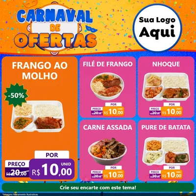 Modelo de Rede Social para Feed Facebook com o tema Carnaval de Ofertas para Restaurante