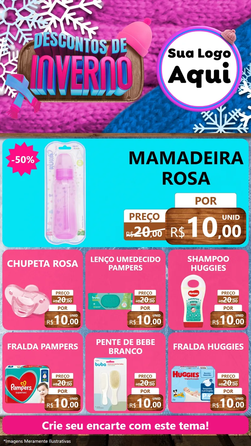 Modelo de Rede Social para Stories com o tema Descontos de Inverno para Bebês