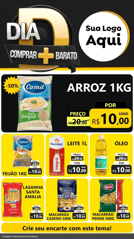 Modelo de Rede Social para Stories com o tema Dia D Mais Economia para Supermercado
