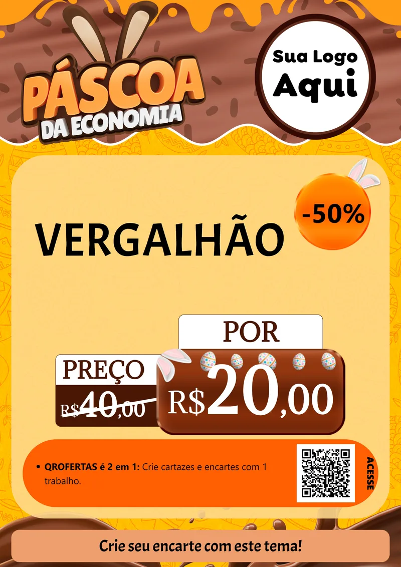 Modelo de Cartaz para Cartaz A4 Vertical com o tema Páscoa da Economia para Ferragens