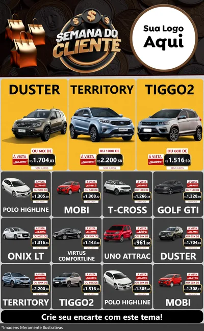 Modelo de Encarte para Encarte Grande com o tema Semana do Cliente para Concessionaria de Carros