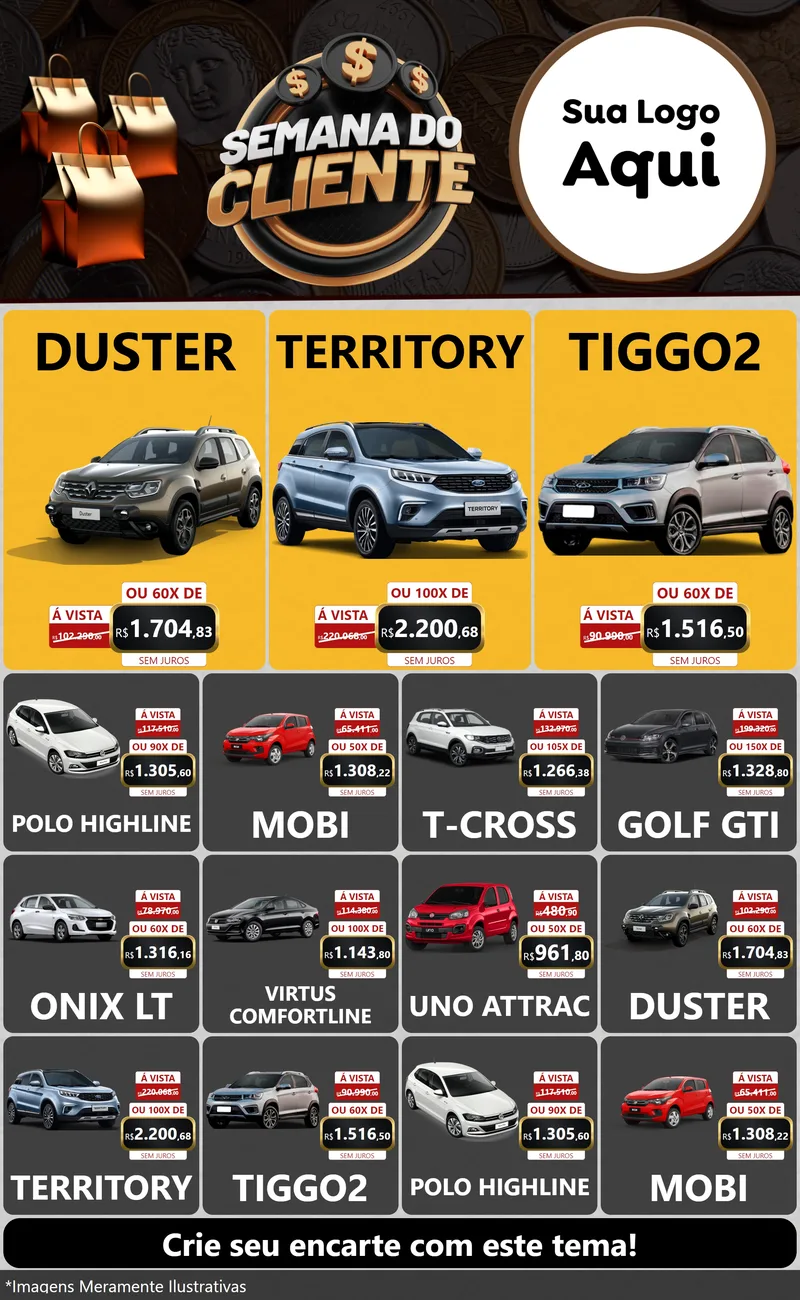 Modelo de Encarte para Encarte Grande com o tema Semana do Cliente para Concessionaria de Carros