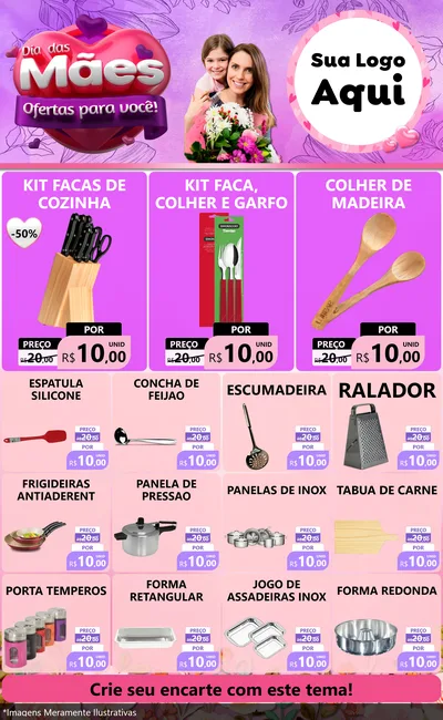 Modelo de Encarte para Encarte Grande com o tema Dia das Mães Ofertas para Você! para Utilidades Domésticas