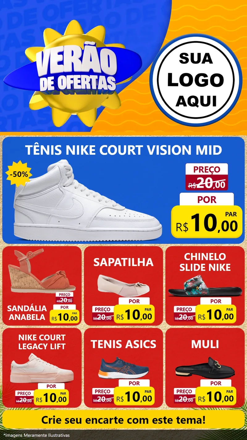 Modelo de Rede Social para Stories com o tema Verão de Ofertas para Calçados