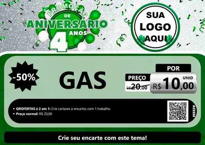 Modelo de Cartaz para Cartaz A4 Horizontal com o tema Promoção de Aniversário - 4 Anos para Água e gás