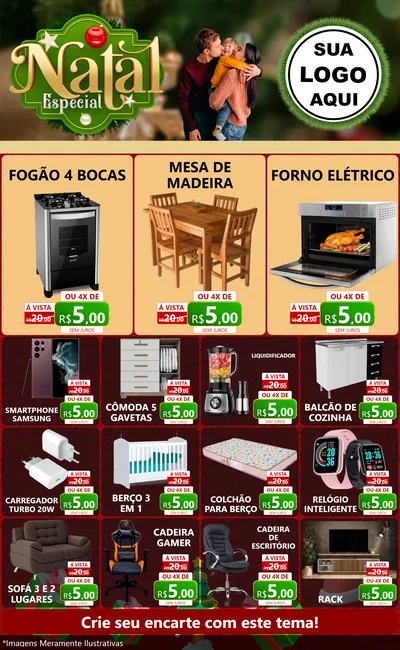 Modelo de Encarte para Encarte Grande com o tema Natal Especial para Móveis e Eletro