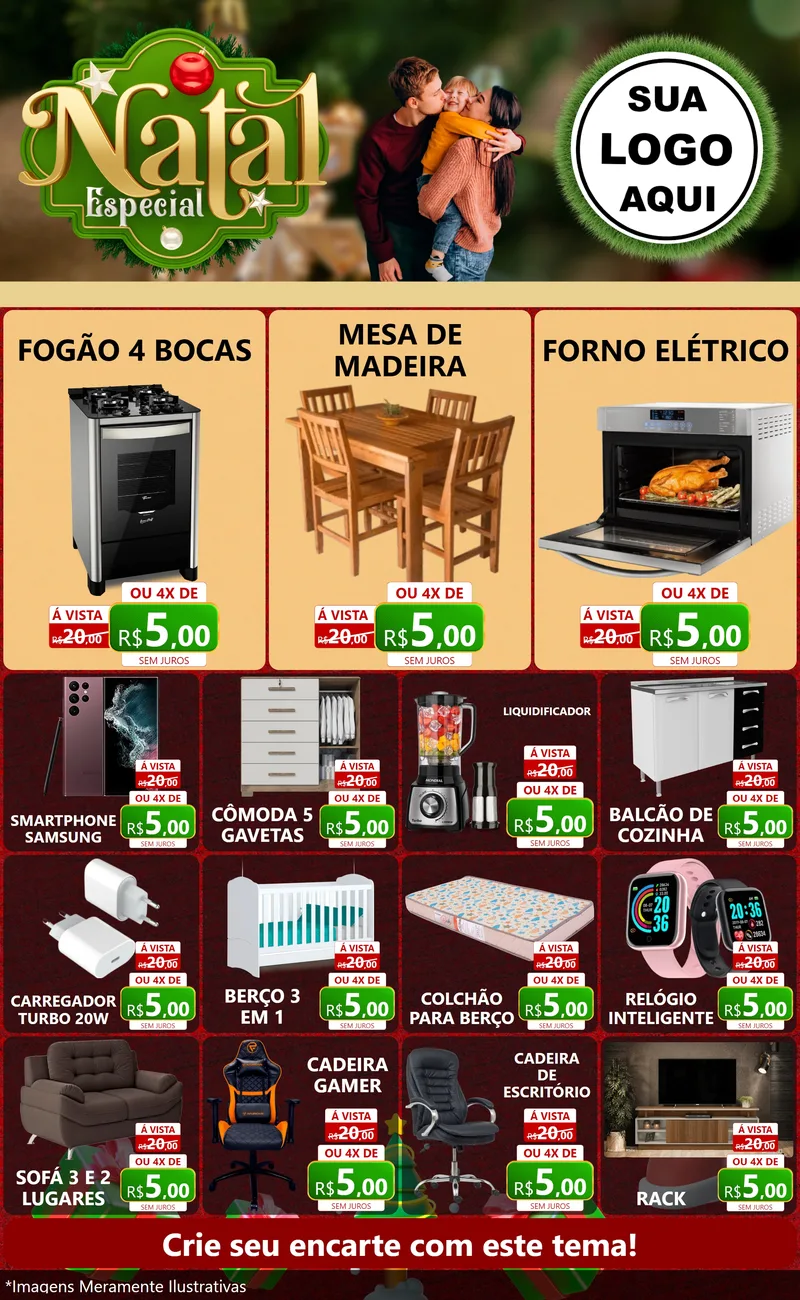 Modelo de Encarte para Encarte Grande com o tema Natal Especial para Móveis e Eletro