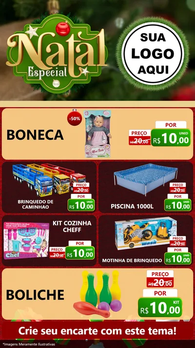 Modelo de TV para TV Vertical com o tema Natal Especial para Brinquedos