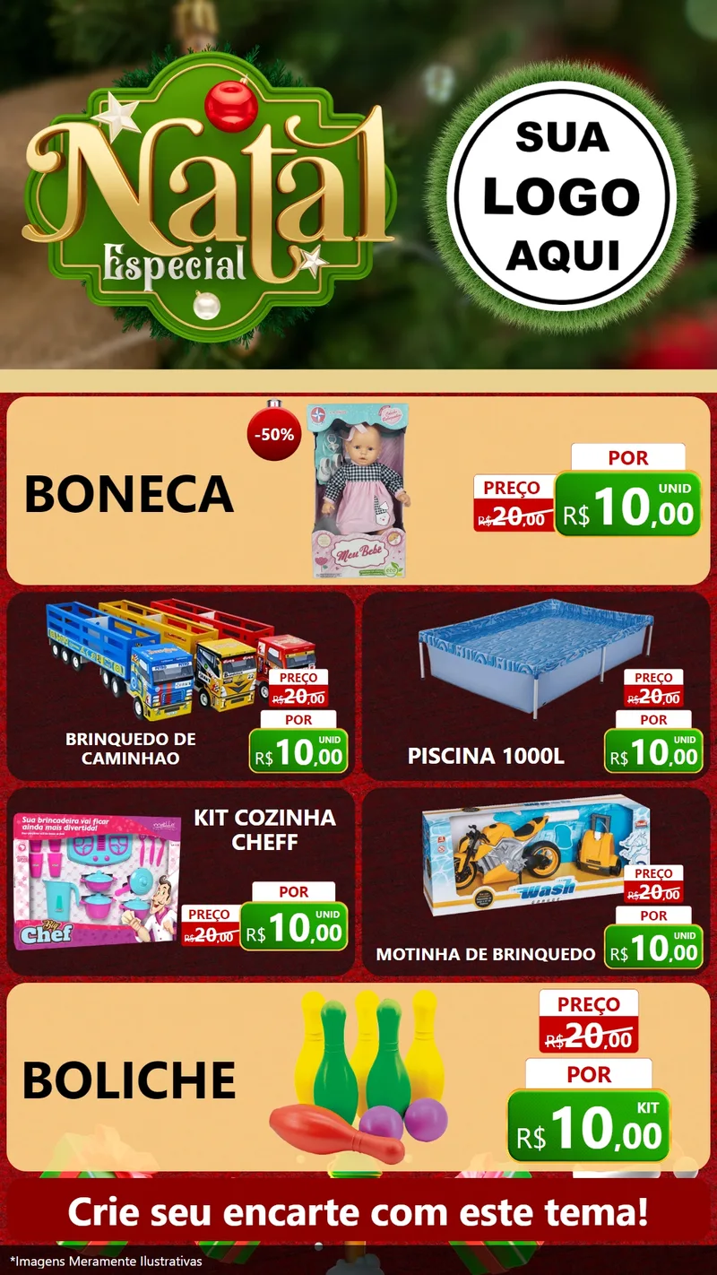 Modelo de TV para TV Vertical com o tema Natal Especial para Brinquedos