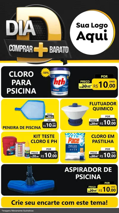 Modelo de TV para TV Vertical com o tema Dia D Mais Economia para Produtos para Piscina