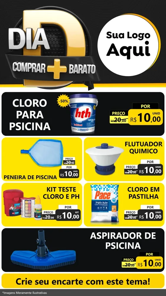 Modelo de TV para TV Vertical com o tema Dia D Mais Economia para Produtos para Piscina