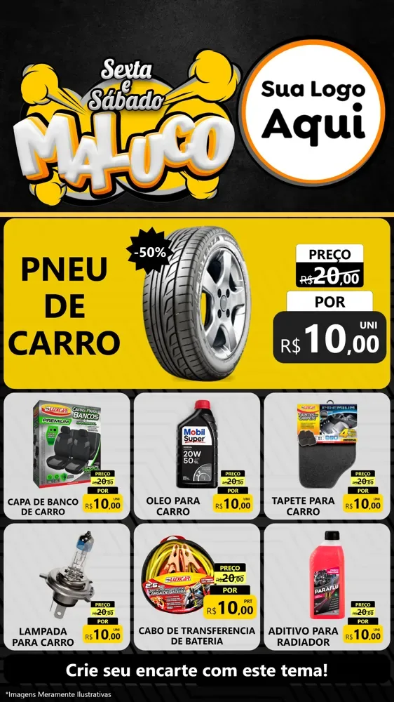 Modelo de Rede Social para Stories com o tema Sexta e Sábado Maluco para Auto peças