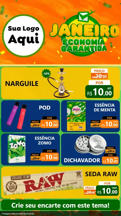 Modelo de TV para TV Vertical com o tema Janeiro - Economia Garantida para Tabacaria