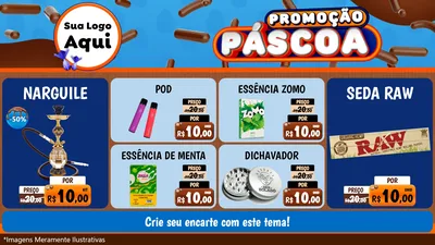 Modelo de TV para TV Horizontal com o tema Promoção Páscoa para Tabacaria