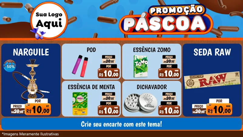 Modelo de TV para TV Horizontal com o tema Promoção Páscoa para Tabacaria