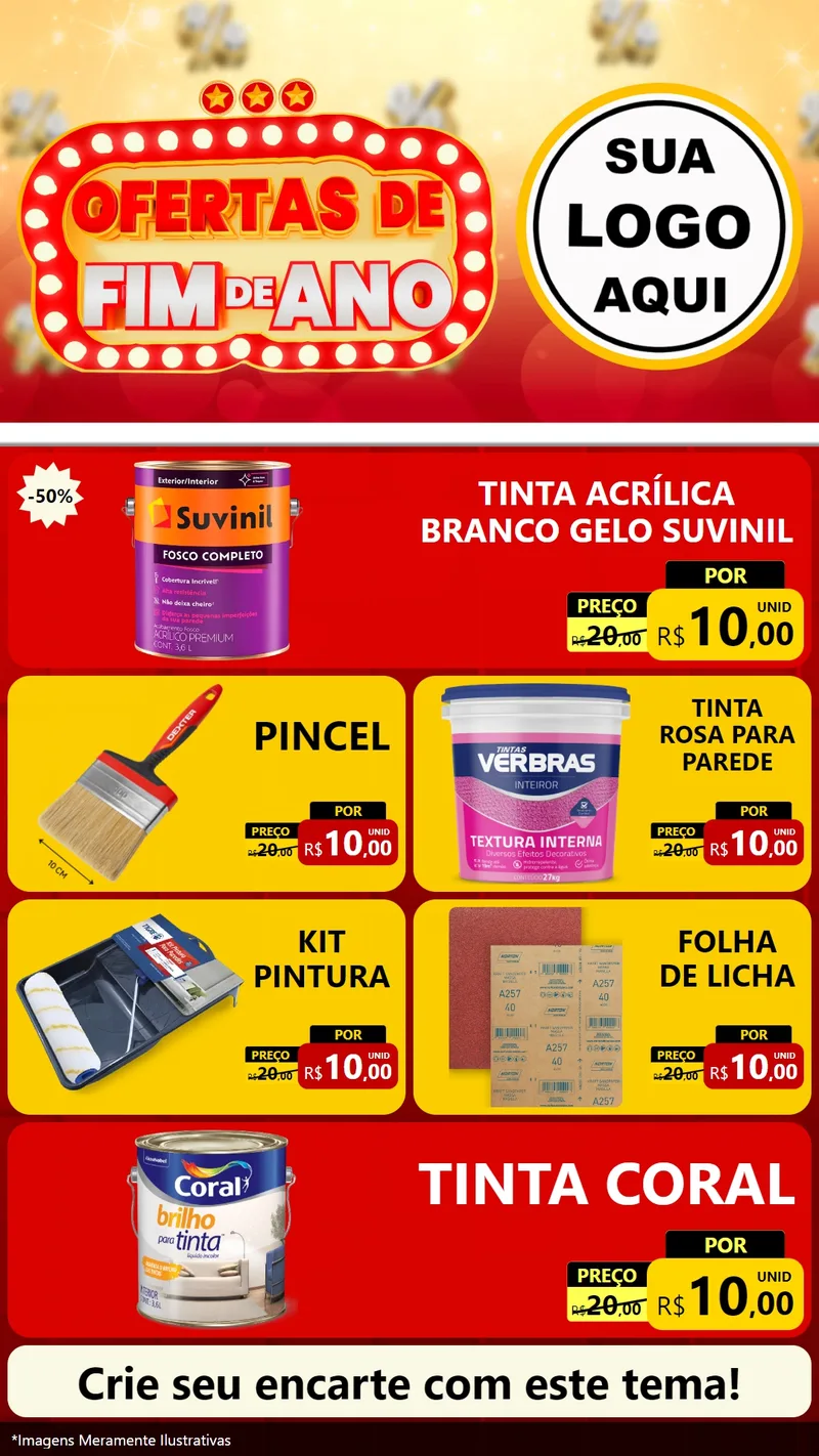 Modelo de TV para TV Vertical com o tema Ofertas de Fim de Ano para Tintas e Ferramentas