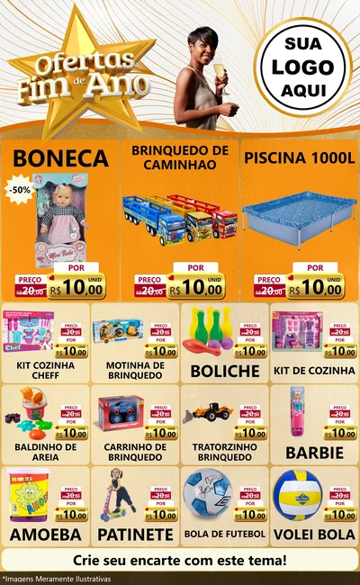 Modelo de Encarte para Encarte Grande com o tema Ofertas Fim de Ano para Brinquedos