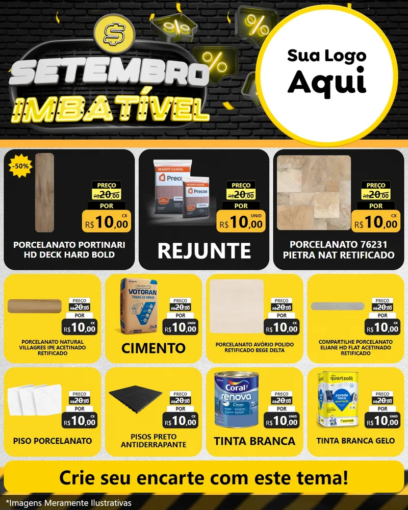 Modelo de Rede Social para Feed Instagram com o tema Setembro Imbatível para Pisos e revestimentos