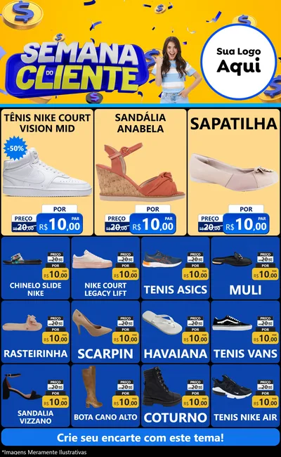 Modelo de Encarte para Encarte Grande com o tema Semana do Cliente para Calçados