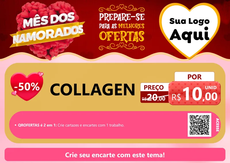 Modelo de Cartaz para Cartaz A4 Horizontal com o tema Mês dos Namorados para Suplementos alimentares