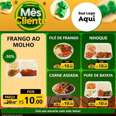 Modelo de Rede Social para Feed Facebook com o tema Especial Mês do Cliente para Restaurante