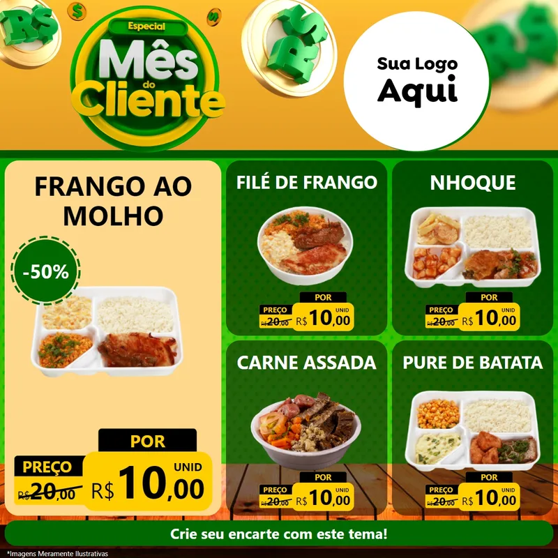 Modelo de Rede Social para Feed Facebook com o tema Especial Mês do Cliente para Restaurante