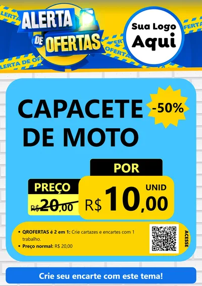 Modelo de Cartaz para Cartaz A4 Vertical com o tema Alerta de Ofertas para Moto peças