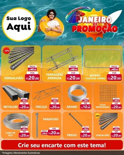 Modelo de Rede Social para Feed Instagram com o tema Janeiro de Promoção para Ferragens