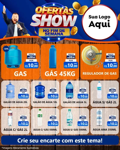 Modelo de Rede Social para Feed Instagram com o tema Ofertas Show No Fim De Semana para Água e gás