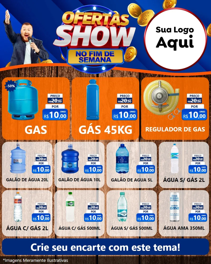 Modelo de Rede Social para Feed Instagram com o tema Ofertas Show No Fim De Semana para Água e gás