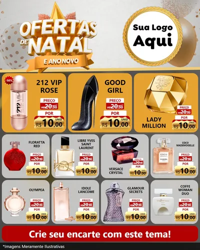 Modelo de Rede Social para Feed Instagram com o tema Ofertas De Natal E Ano Novo para Perfumes