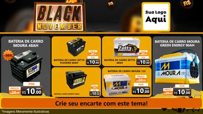 Modelo de TV para TV Horizontal com o tema Black November para Baterias Elétricas
