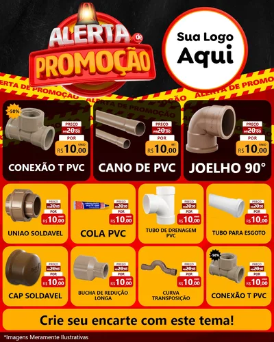 Modelo de Rede Social para Feed Instagram com o tema Alerta de Promoção para Tubos e conexões