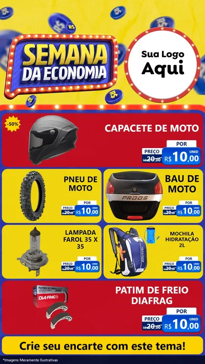 Modelo de TV para TV Vertical com o tema Semana da Economia para Moto peças