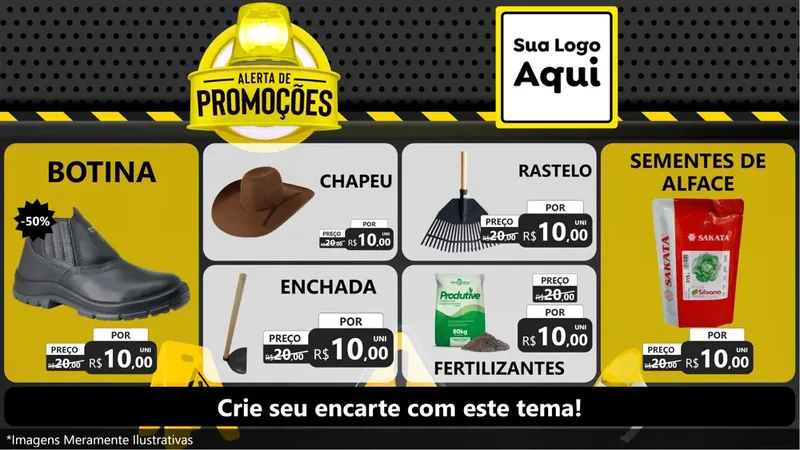 Modelo de TV para TV Horizontal com o tema Alerta de Promoções para Agropecuária