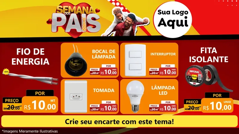 Modelo de TV para TV Horizontal com o tema Semana Dos Pais para Materiais Elétricos