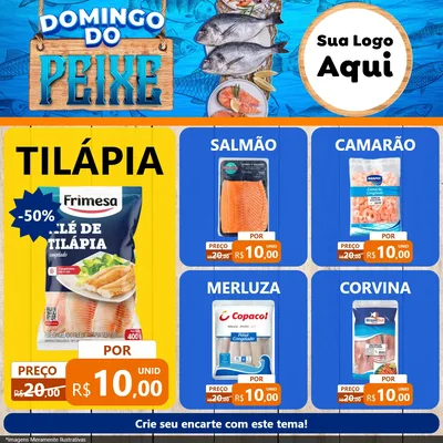Modelo de Rede Social para Feed Facebook com o tema Domingo do Peixe para Peixaria