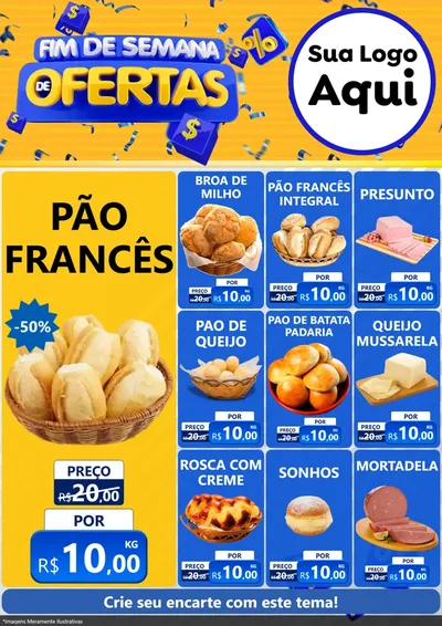 Modelo de Encarte para Encarte A4 Vertical com o tema Fim de Semana de Ofertas para Padaria