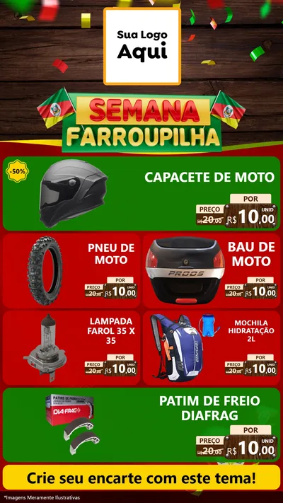 Modelo de TV para TV Vertical com o tema Semana Farroupilha para Moto peças