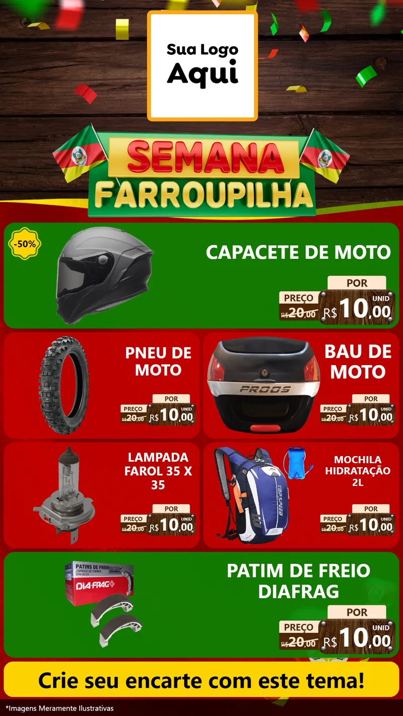 Modelo de TV para TV Vertical com o tema Semana Farroupilha para Moto peças
