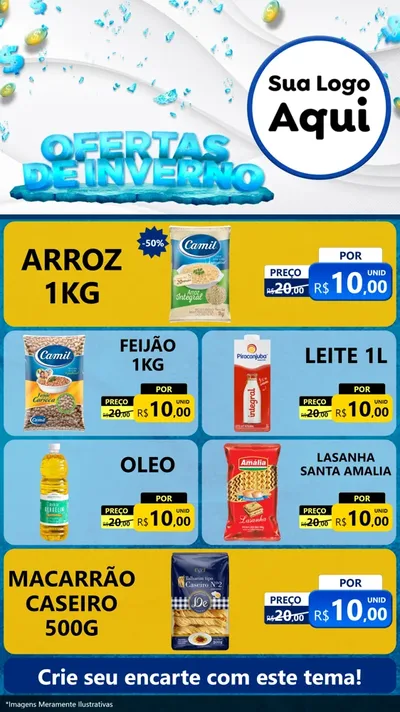Modelo de TV para TV Vertical com o tema Ofertas de Inverno para Supermercado