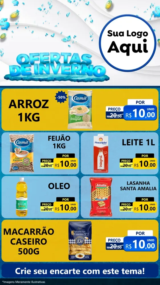 Modelo de TV para TV Vertical com o tema Ofertas de Inverno para Supermercado
