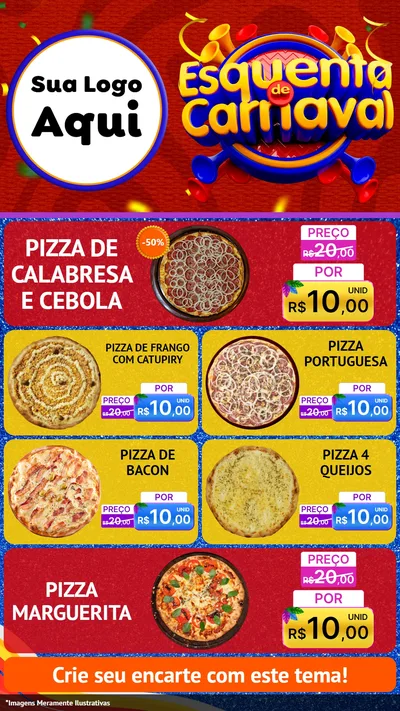 Modelo de TV para TV Vertical com o tema Esquenta de Carnaval para Pizzaria