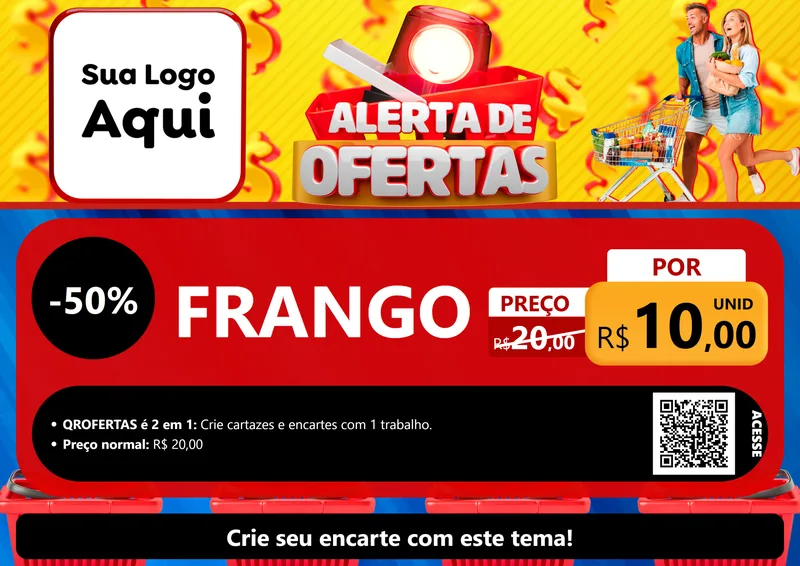 Modelo de Cartaz para Cartaz A4 Horizontal com o tema Alerta de Ofertas para Assados