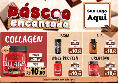 Modelo de Encarte para Encarte A4 Horizontal com o tema Páscoa Encantada para Suplementos alimentares
