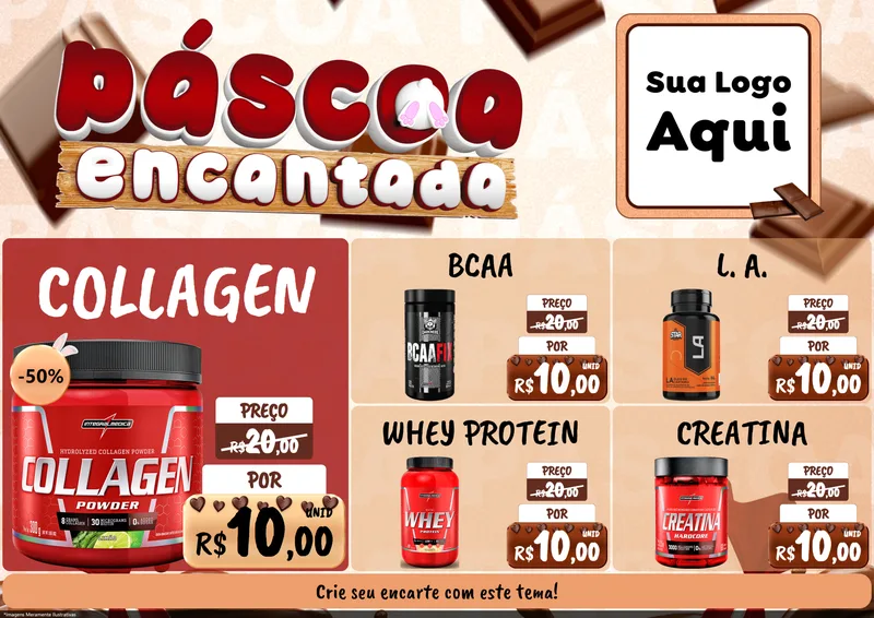 Modelo de Encarte para Encarte A4 Horizontal com o tema Páscoa Encantada para Suplementos alimentares