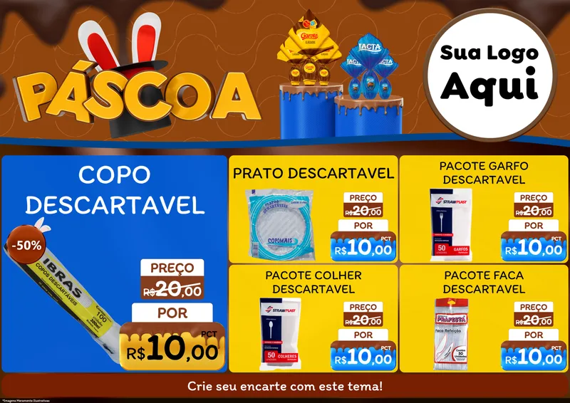 Modelo de Encarte para Encarte A4 Horizontal com o tema Páscoa para Embalagens