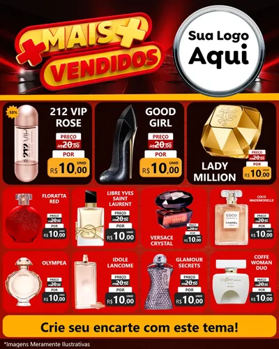 Modelo de Rede Social para Feed Instagram com o tema Mais Vendidos para Perfumes